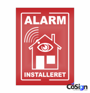 AL1-Reflex RØD Alarm installeret skilt