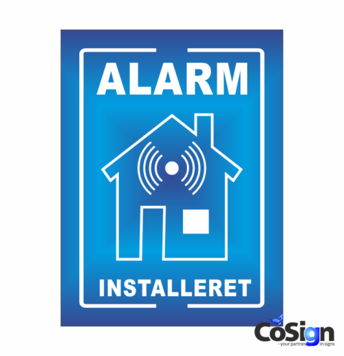 AL5-Reflex BLÅ Alarm installeret skilt
