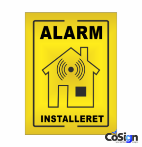 AL5-Reflex GUL Alarm installeret skilt
