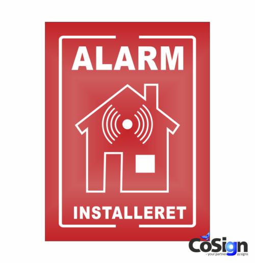AL5-Reflex RØD Alarm installeret skilt