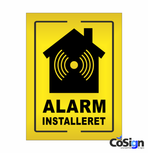 AL6-Reflex GUL Alarm installeret skilt